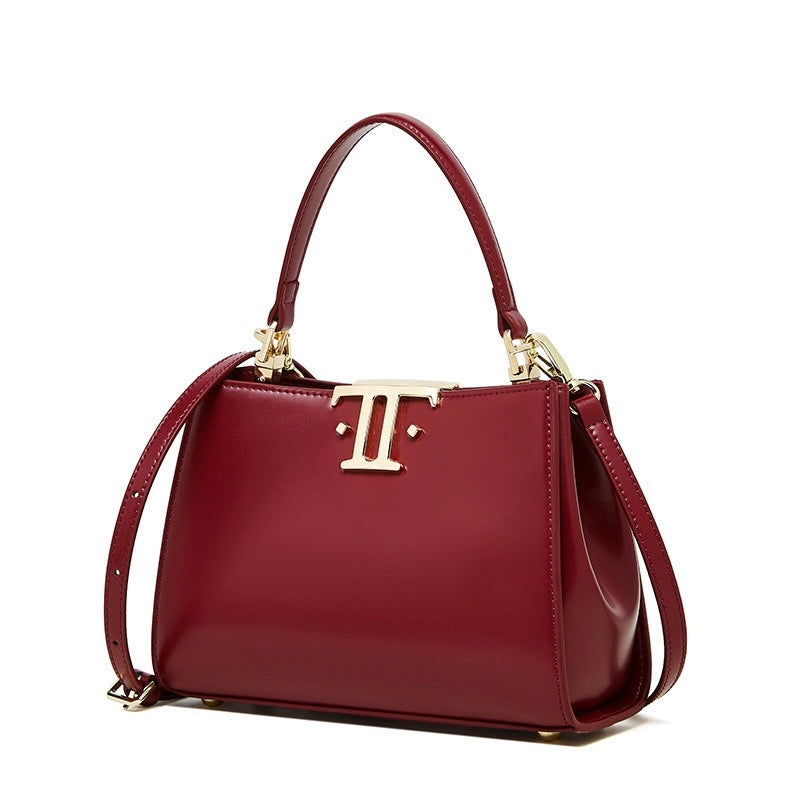 Womens Genuine Leather Mini Commuter Tote Dual Clasp Edition