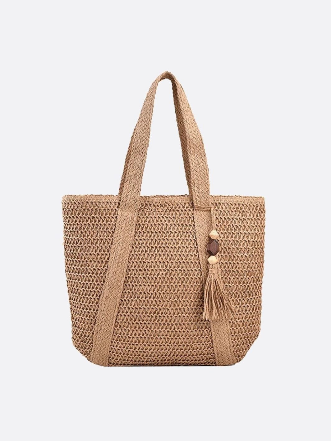 Woven Tote Bag with Tassel Detail – Casual Everyday Handbag