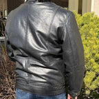 BOL Men's Double Collar Leather Bomber Jacket