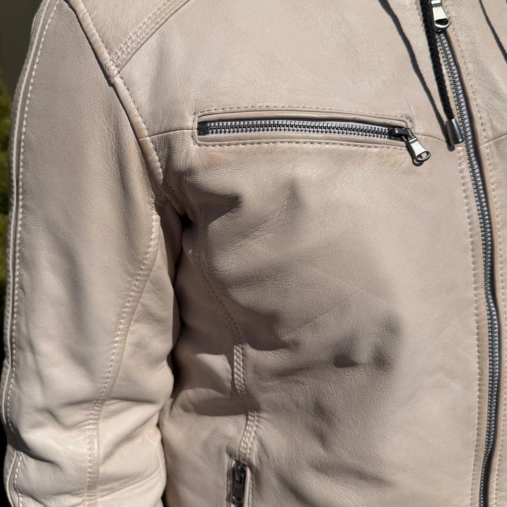 Men’s Hooded Leather Jacket. Sheep Leather Jacket with Removable Hood