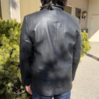 BOL Men’s Black Leather Blazer. Premium Lambskin Leather Two-Button Notch Lapel Jacket