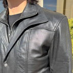 BOL Men's Double Collar Leather Bomber Jacket