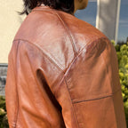 BOL Men’s Snap Collar Leather Racer Jacket. Genuine Sheep Leather Cafe Racer with 4 Zip Pockets