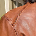 BOL Men's Racer Leather Jacket. Tan Sheep Oily Leather Moto Jacket