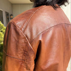BOL Men’s Snap Collar Leather Racer Jacket. Genuine Sheep Leather Cafe Racer with 4 Zip Pockets
