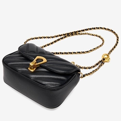 Womens Genuine Leather Mini Chain Shoulder Bag  2025 Summer Luxe Edition
