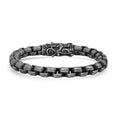 Men's Viking Steel Bracelet. Oxidized Silver Box Chain Norse Clasp Biker Jewelry