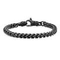 Men's Stealth Black Wheat Chain Stainless Steel Bracelet Biker Jewelry