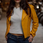 Women’s Lightweight Leather Fashion Jacket | Soft Naked Cowhide Casual Moto Style