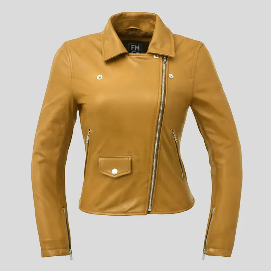 Women’s Lightweight Leather Fashion Jacket | Soft Naked Cowhide Casual Moto Style