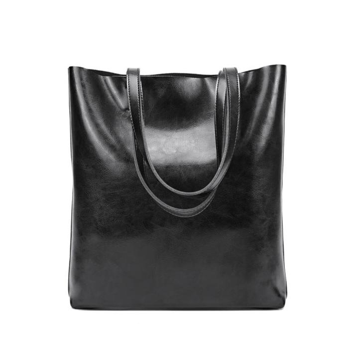 Alma | Classic Leather Tote Bag – Slim Handles & Spacious Interior