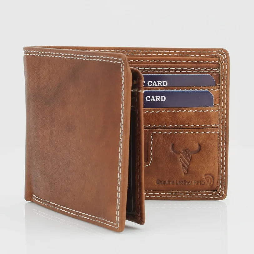 Men's Oil Pull Up Top Flap Bifold Wallet