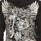 Women's Zip Up Hoodie with Angel Wings Print