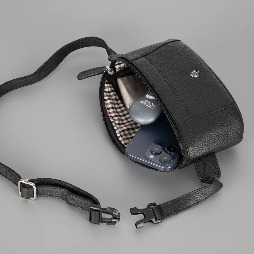 Greenwood Leather Belt Bag. Premium Top-Grain Leather Waist Pack & Crossbody Sling