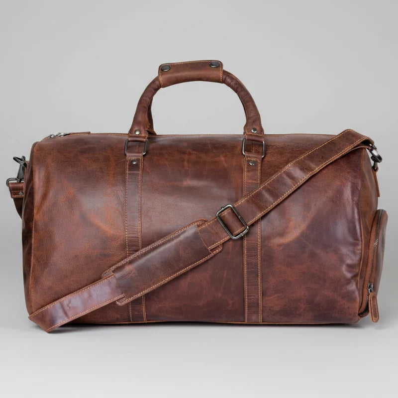 Greenwood Leather Overnight Travel Duffle Bag. Premium Weekender & Gym Companion