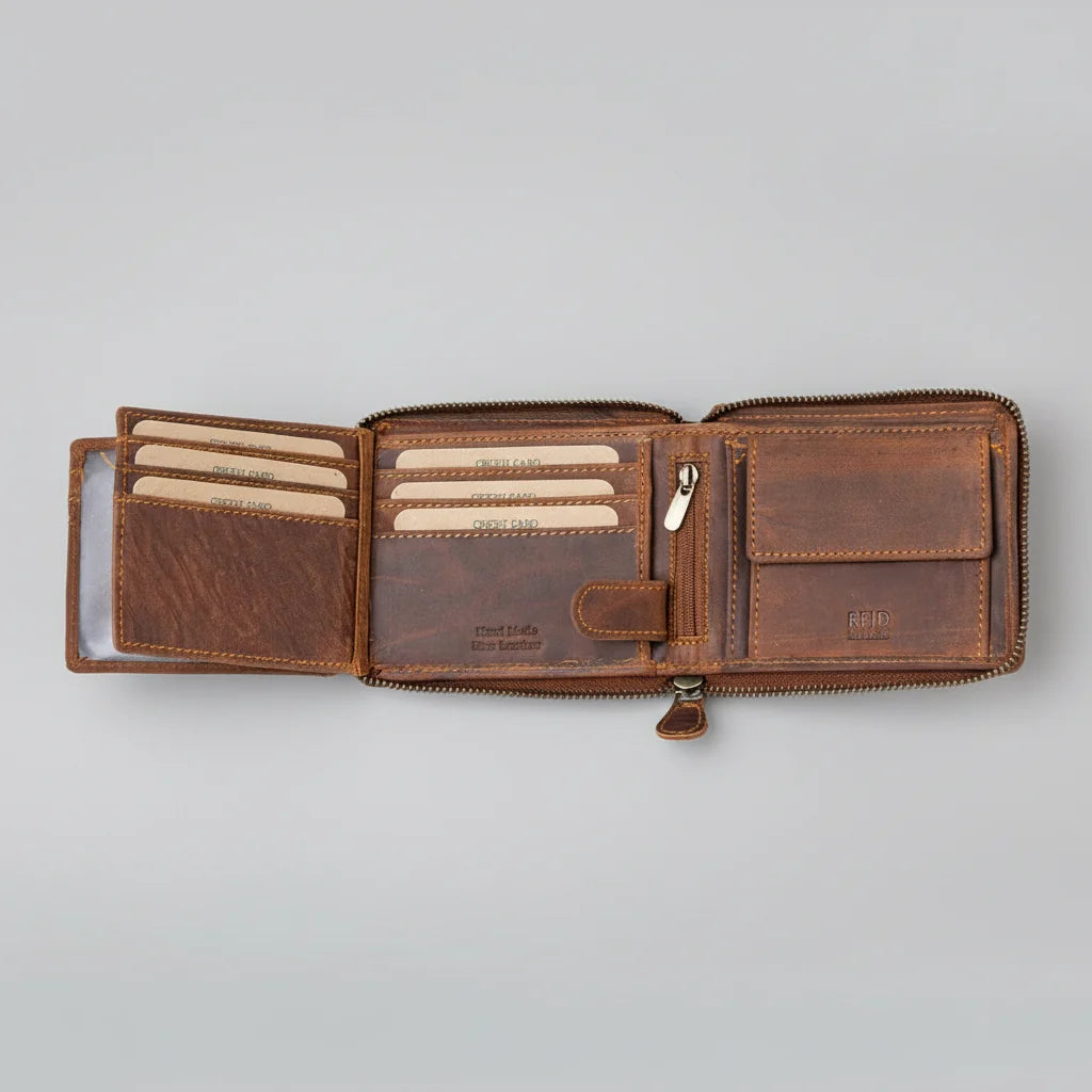 Greenwood Men's RFID Zip Around Wallet