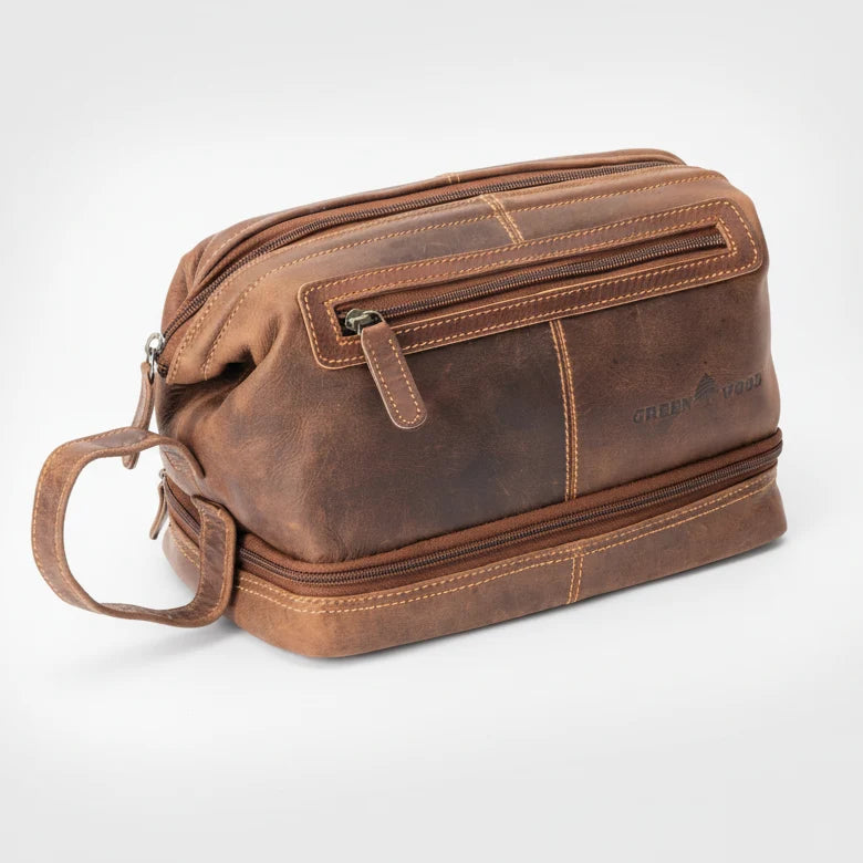 Greenwood Leather Travel Toiletry Bag