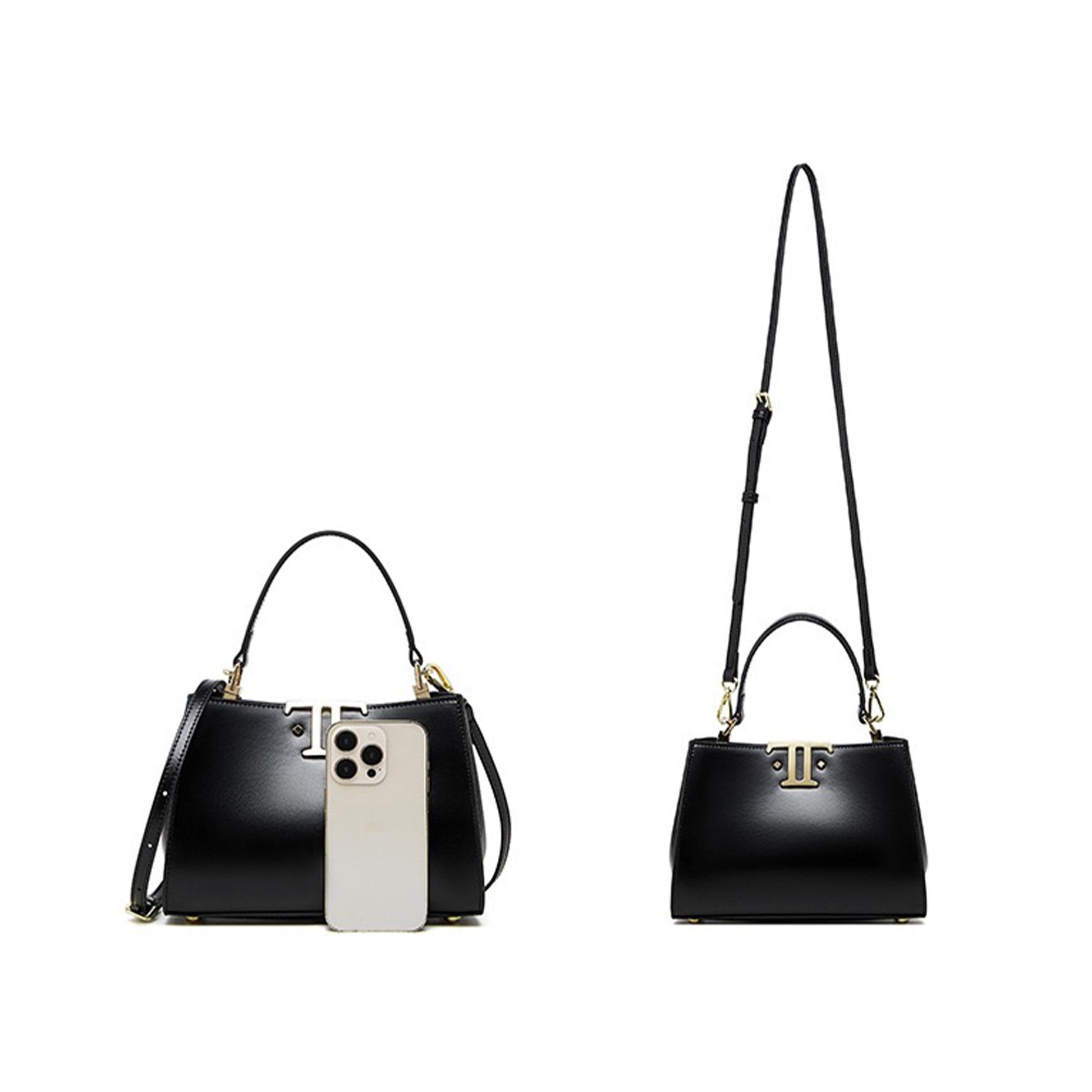 Womens Genuine Leather Mini Commuter Tote  Dual Clasp Edition