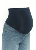 Maternity Roll Cuff Wide Leg Jean w/ Bellyband in Willa
