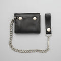 Men’s Black Leather Trifold Chain Wallet