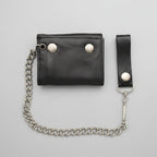 Men’s Black Leather Trifold Chain Wallet