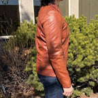 BOL Men’s Zip Pocket Leather Jacket. Sheep Leather Jacket with Fold-Down Collar