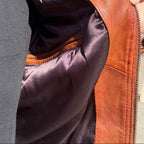 BOL Men’s Zip Pocket Leather Jacket. Sheep Leather Jacket with Fold-Down Collar