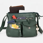 Greenwood Leather Multi-Pocket Crossbody Bag. Premium Pebbled Leather Handbag