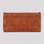 MET Women’s Leather Wallet. Tri-Fold Clutch Organizer with Studded and Whipstitch Detail