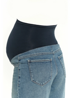 Maternity Roll Cuff Wide Leg Jean w/ Bellyband in Willa