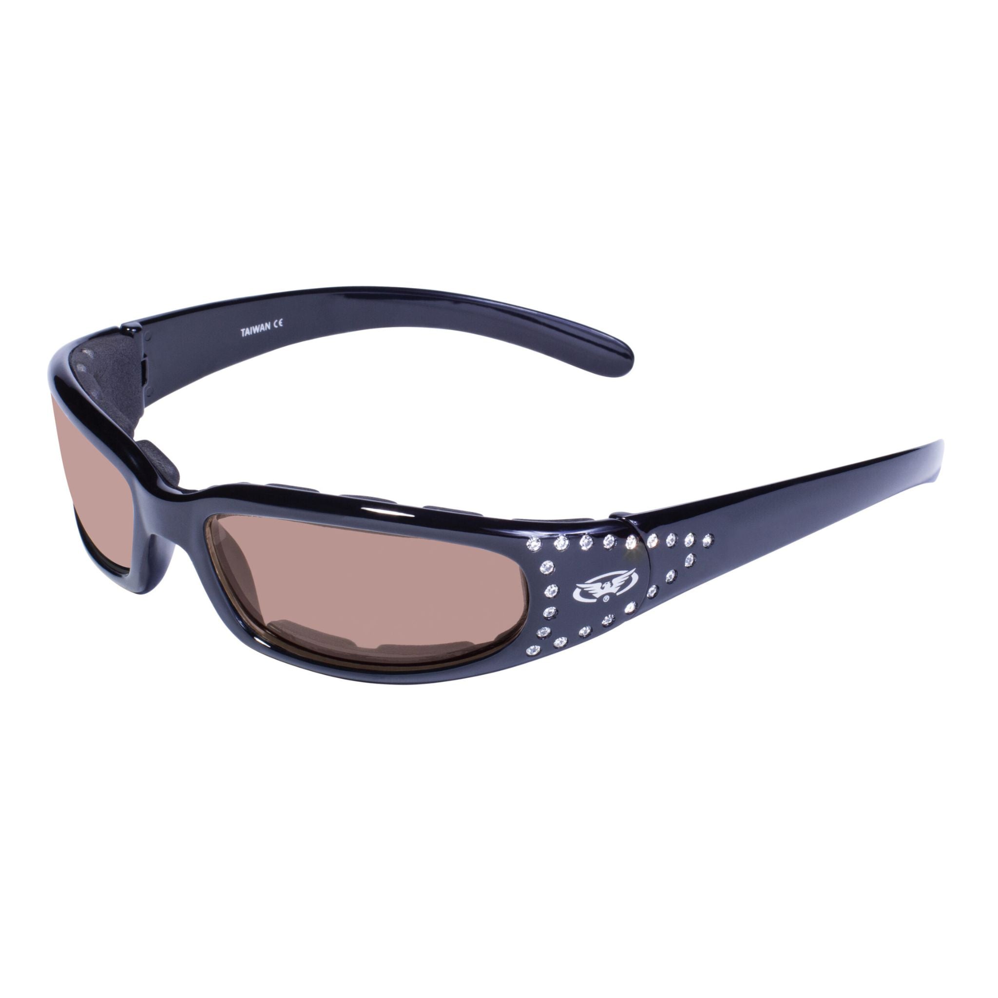Global Vision Marilyn 3 Women’s Rhinestone Motorcycle Sunglasses. Padded Bling Riding Glasses