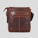 Greenwood Leather Mini-Messenger Bag. Wax Pull-Up Leather Flap Over Bag