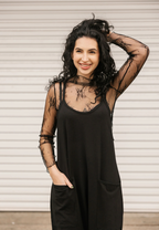 Abigael Romper in Midnight Black