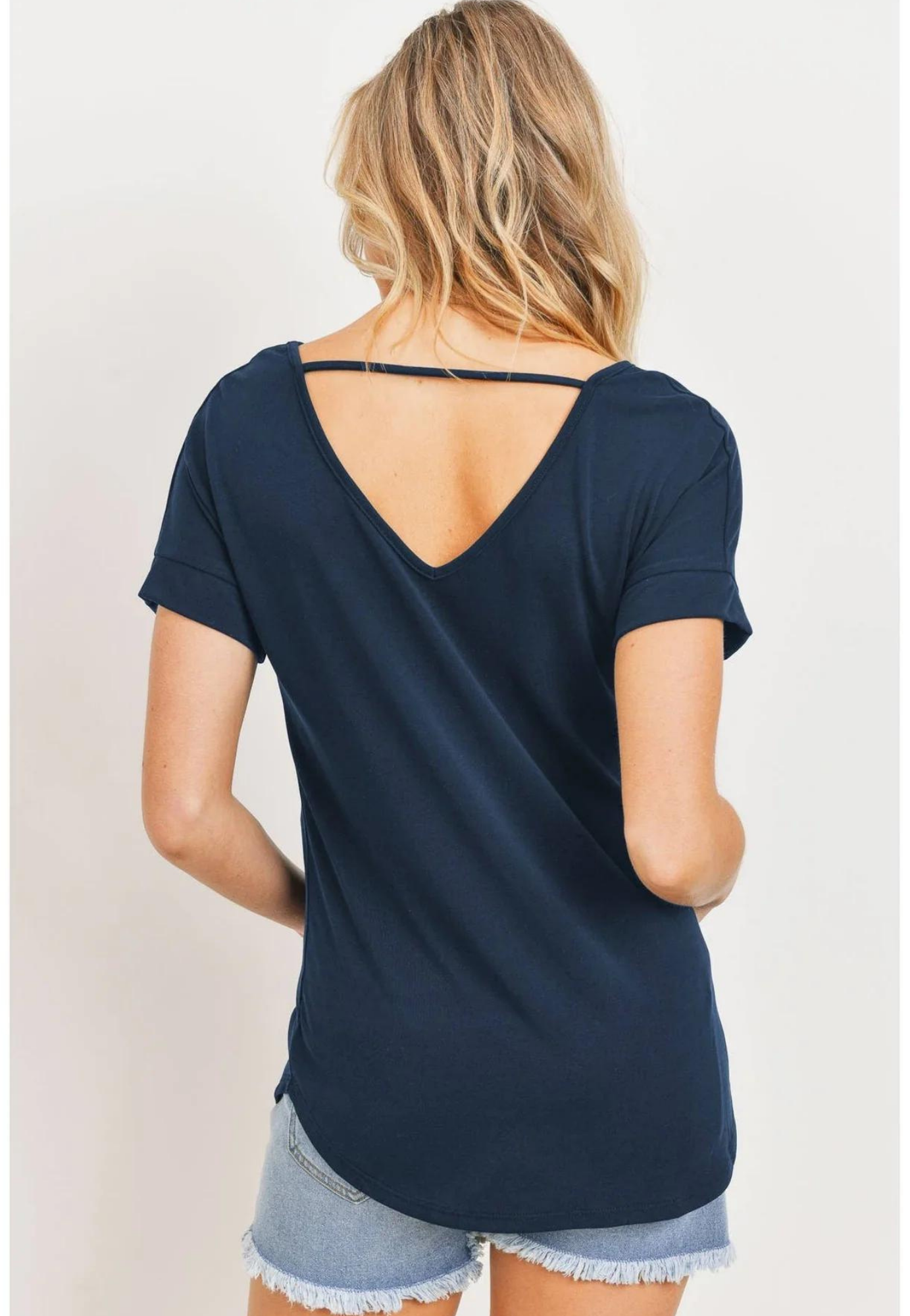 Open Back V-Neck Maternity Basic Tee Shirt