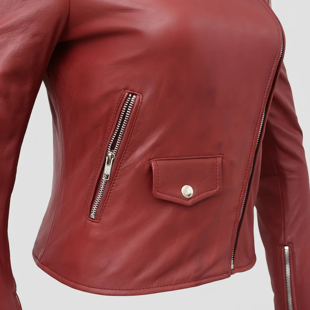 Women’s Lightweight Leather Fashion Jacket | Soft Naked Cowhide Casual Moto Style