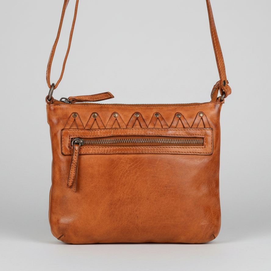 MET V Stitch Crossbody Leather Bag