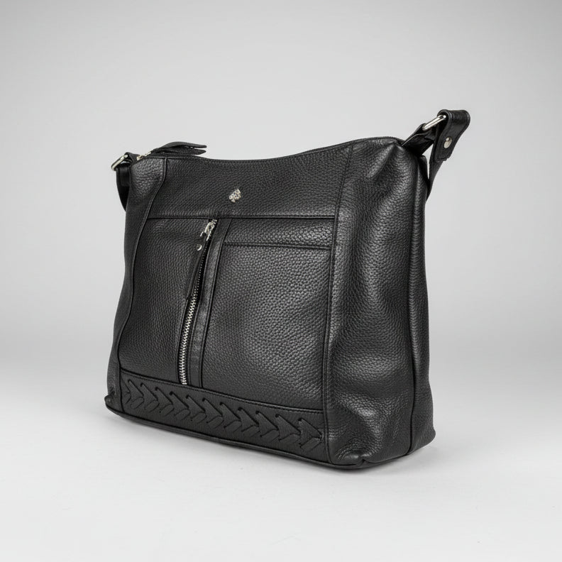 Greenwood Leather Elegant Crossbody Bag. Full-Grain Leather Shoulder Bag