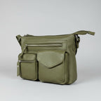 Greenwood Leather Multi-Pocket Crossbody Bag. Premium Pebbled Leather Handbag