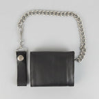 Men’s Black Leather Trifold Chain Wallet