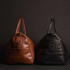 The Shield Duffle- Black Full-Grain Leather Duffle Bag Made in Canada