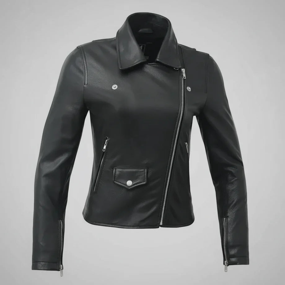 Women’s Lightweight Leather Fashion Jacket | Soft Naked Cowhide Casual Moto Style