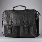 MET Premium Leather Laptop Bag. Messenger Briefcase with Detachable Shoulder Strap
