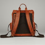 MET Two Adjustable Strap Leather Backpack. Premium Rucksack with Tech Sleeve
