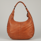 MET Premium Leather Shoulder Bag. Elegant Hobo Bag with Laser-Engraved Floral Leaf Panels