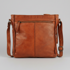 MET Premium Leather Crossbody Bag. Square Messenger with Woven Edge Details