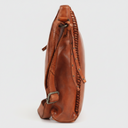MET Premium Leather Crossbody Bag. Square Messenger with Woven Edge Details