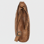 MET Premium Leather Crossbody Bag. Square Messenger with Woven Edge Details