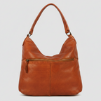 MET Premium Leather Handbag. Studded Hobo Tote with Artisan Scallop Embossing