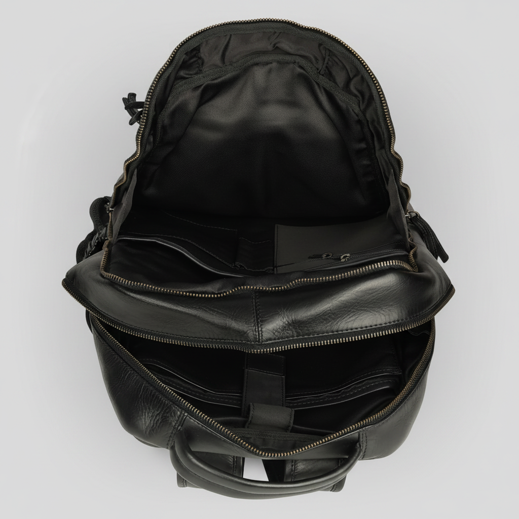 MET Premium Leather Backpack. Dual-Compartment Urban Commuter Pack