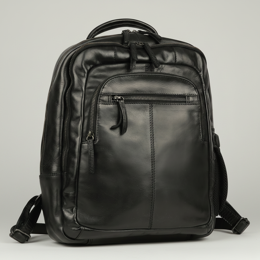 MET Premium Leather Backpack. Dual-Compartment Urban Commuter Pack